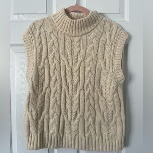 a new day Cable Knit Turtleneck Sweater Vest - Beige